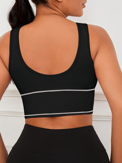 5pcs DanSheer Sports Bra- Wireless, Full Coverage, High Elasticity, Suitable for Yoga and Running, Breathable Nylon, Machine Washable, Various Colors, Featuring Fashionable "DANSHEER" Print, Sports Bra