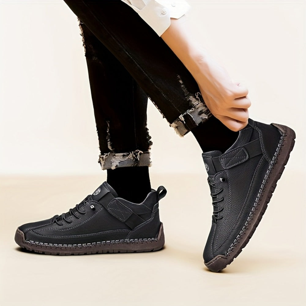 Men's High-Top Casual Ankle Boots - Elastic Closure and Rubber Sole
