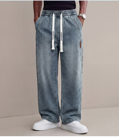 Men'S Jeans Summer Thin Loose Straight Leg Men'S Pants Trendy Brand Casual Simple Versatile Long Pants Men