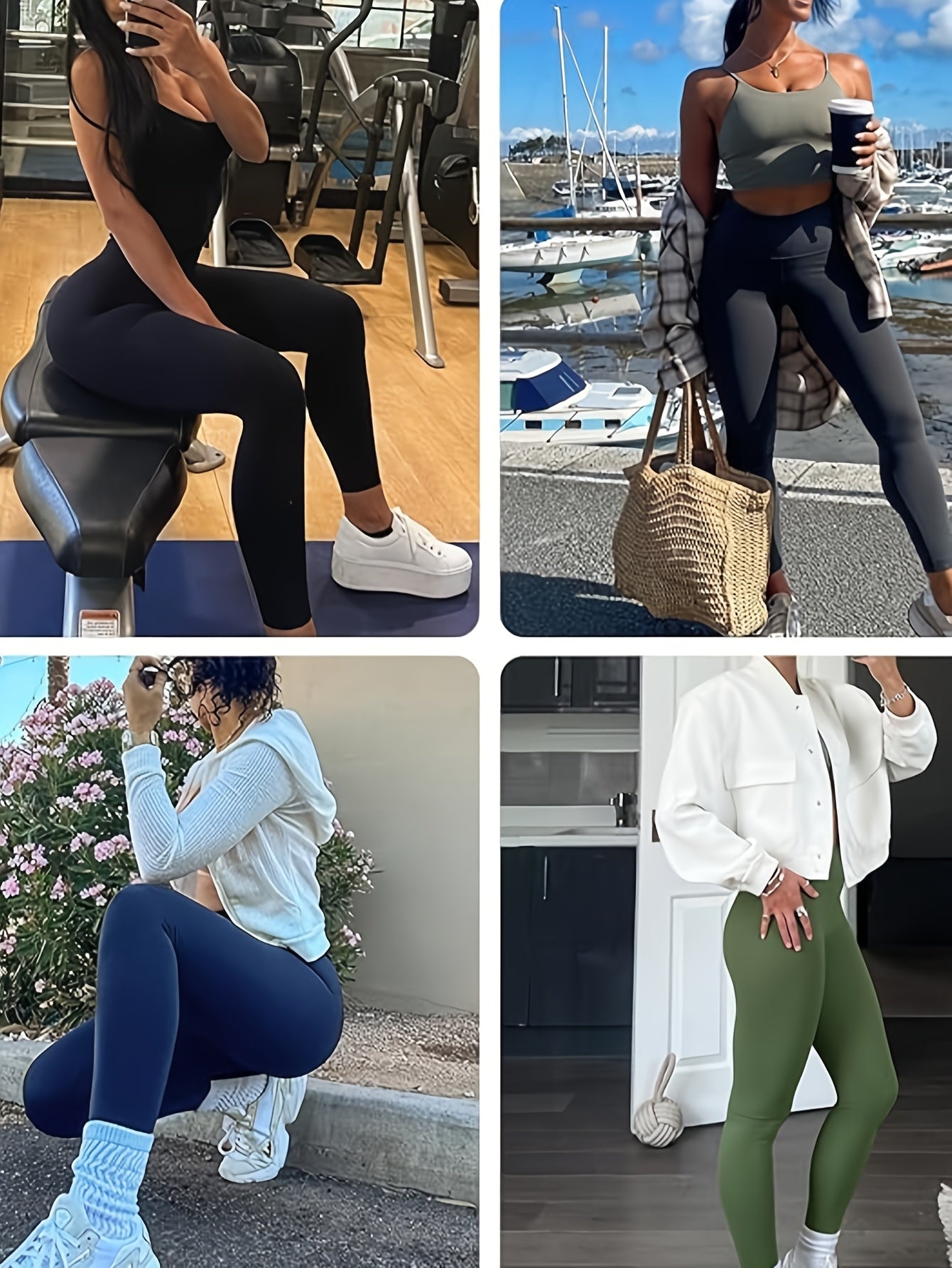 Plus Size 6pcs Set Women's Pockets Yoga Pants, Fitness Running Compression Leggings Butt Lift High Waisted Tummy Control Slimming Yoga Pants WithPockets, Workout Running