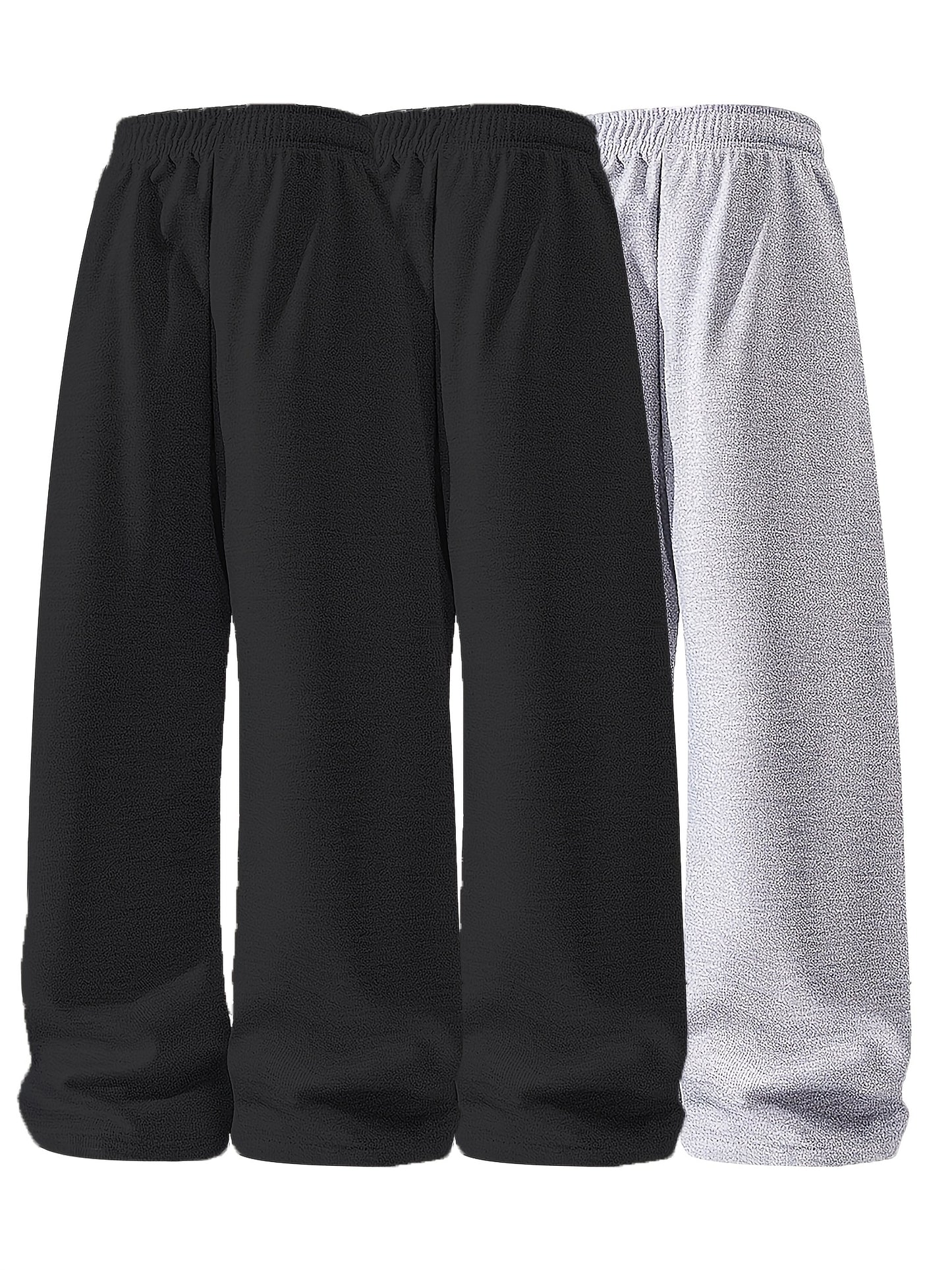 3pcs Men's Lightweight Soft Joggers - Loose Fit Straight Leg Pants Waist, Light Grey & Black/Dark Grey, All-Season Comfort Suitable for Gym, Casual Wear, Everyday Use - Straightforward Casual Style (Stock Available)