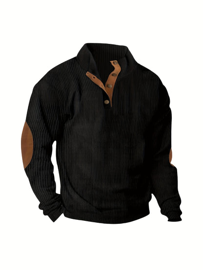 Men'S Autumn And Winter Outdoor Loose Jacket, Corduroy Casual Stand Up Collar, Long Sleeved Button Hoodie, Men'S