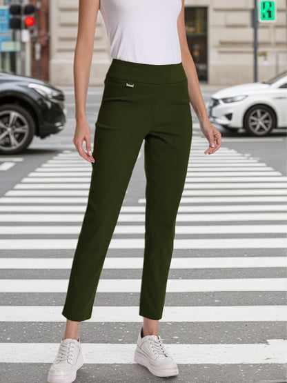 Pull On Solid Millennium Super Stretch Fabric Ankle Pant for Women with During
