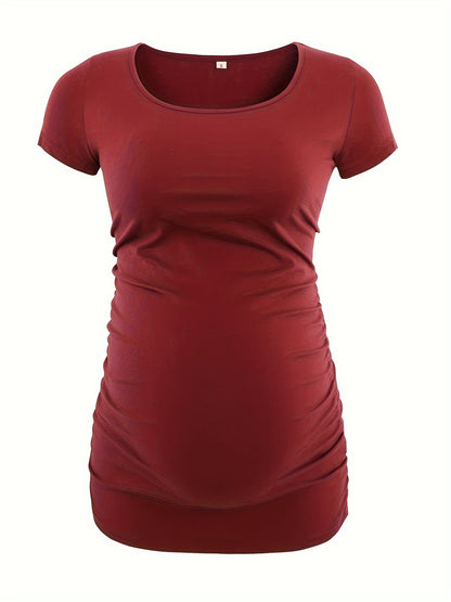 Women's Maternity Classic Side Ruched T-Shirt Tops Mama Pregnancy Clothes