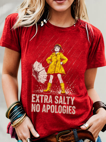 [Casual Summer Tee] Salty But Sweet Attitude Graphic Casual T-Shirt for Women, Comfy Short Sleeve Tee, Homewear Loungewear, Fashion Graphic Top for Summer Outfits And Gifts