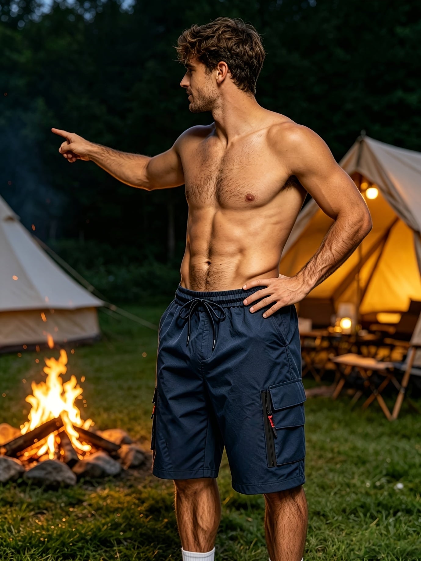 Men's 4pcs Quick Dry Cargo Shorts, High Quality Multi-Pocket Outdoor Shorts, Elastic Waist Utility Shorts for Hiking, Camping & Daily Wear, Lightweight Breathable Fabric