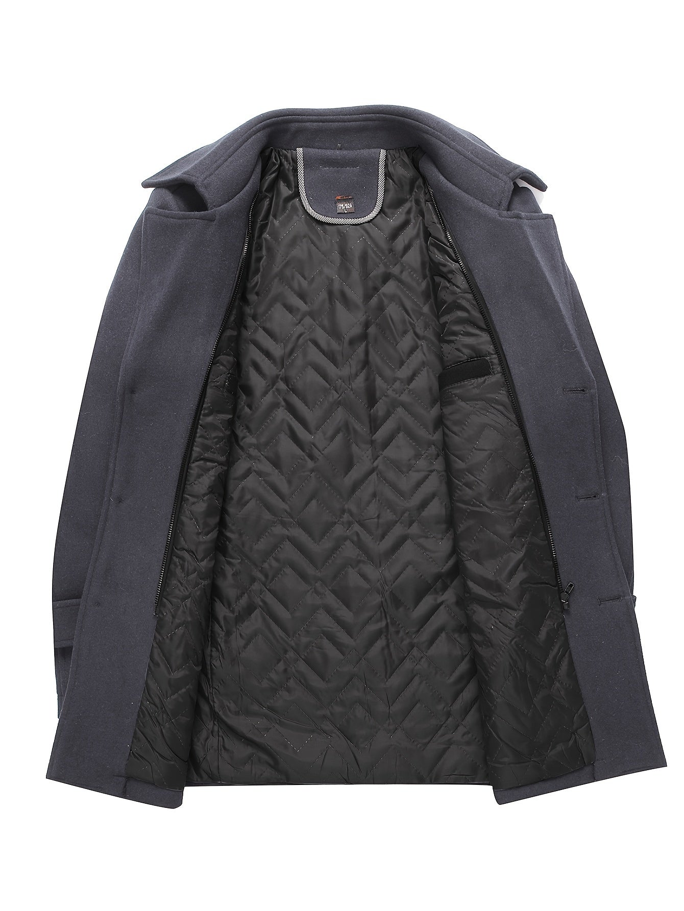 Men'S Wool Blend Coat with Detachable Soft Scarf Notched Collar Single Breasted Overcoat