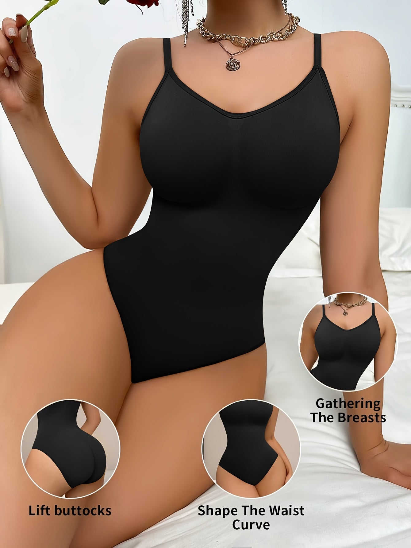 1pc Women'S Suspender Casual Thong Jumpsuit, Fabric Breathable And Comfortable, Suitable for Daily Casual Wear, Shopping, Dating, All Seasons
