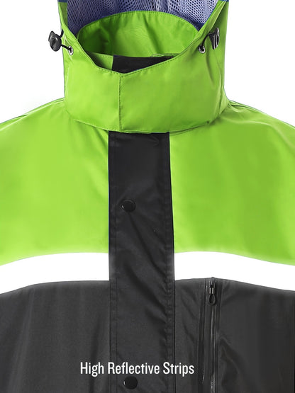 Men's Rain Suit High Visibility Reflective Work Rain Jacket Pants For All Sport Farm Fishing Motorcycle