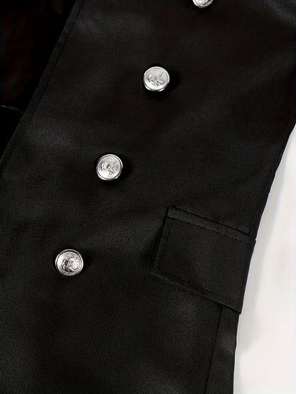 Men's Victorian Steampunk Gothic Long Black Jacket - Non-Stretch Durable Fabric, Stand Collar & Fine Pockets - Hand Wash Only for Cosplay, Themed Events, Retro Fashion - Must-Have for COS Lovers