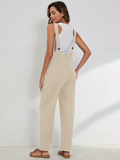 Women'S Overalls Linen Jumpsuits Loose Casual Jumpers with Pockets