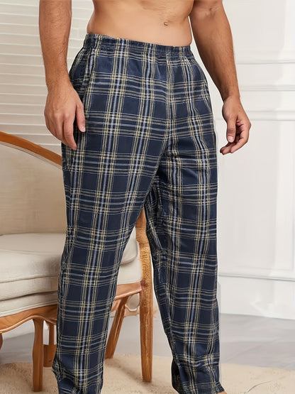 4 Pieces Of Men's Casual Plaid Trousers Pajamas For Spring And Summer, Fashion Trendy Pants Pajamas For Autumn And Winter Loungewear Mens Clothes Pajamas For Men Pajama Pants Mens Pajama Pants Pijama De Hombre