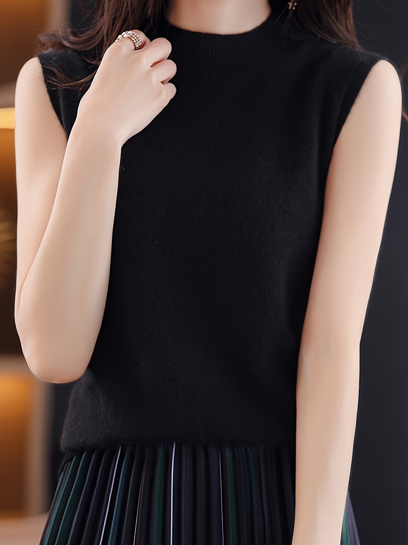 New Women's Vest Women Spring Summer Slim Ladies Short Solid Color All Matching Half High Neck with Sleeveless Top Festive Atmosphere Clothing