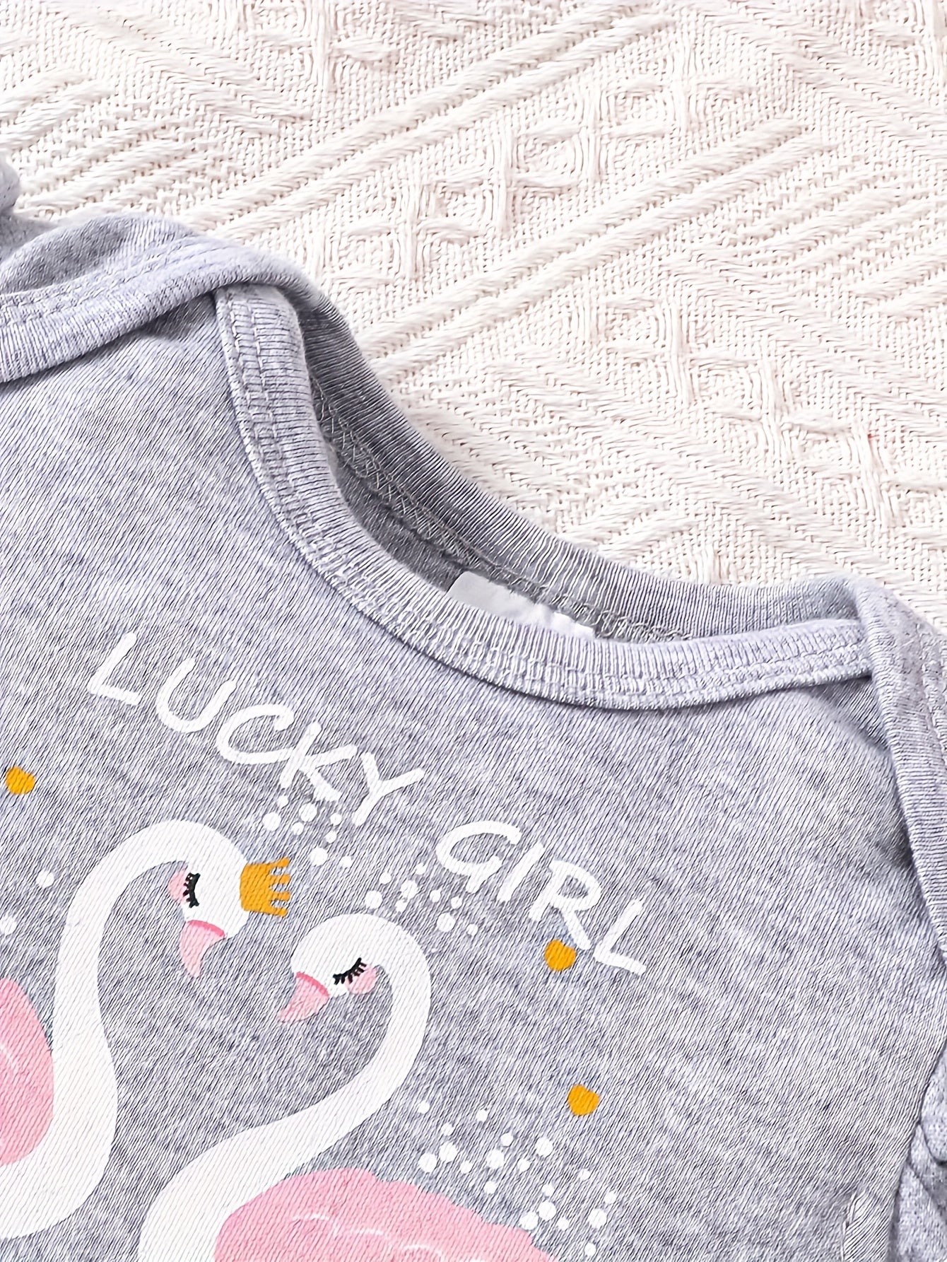 3pcs Set of Baby Triangle Jumpsuit Cartoon Swan Pattern Casual Jumpsuit for Young Girls And Babies Summer Outdoor Clothing, for Outdoor