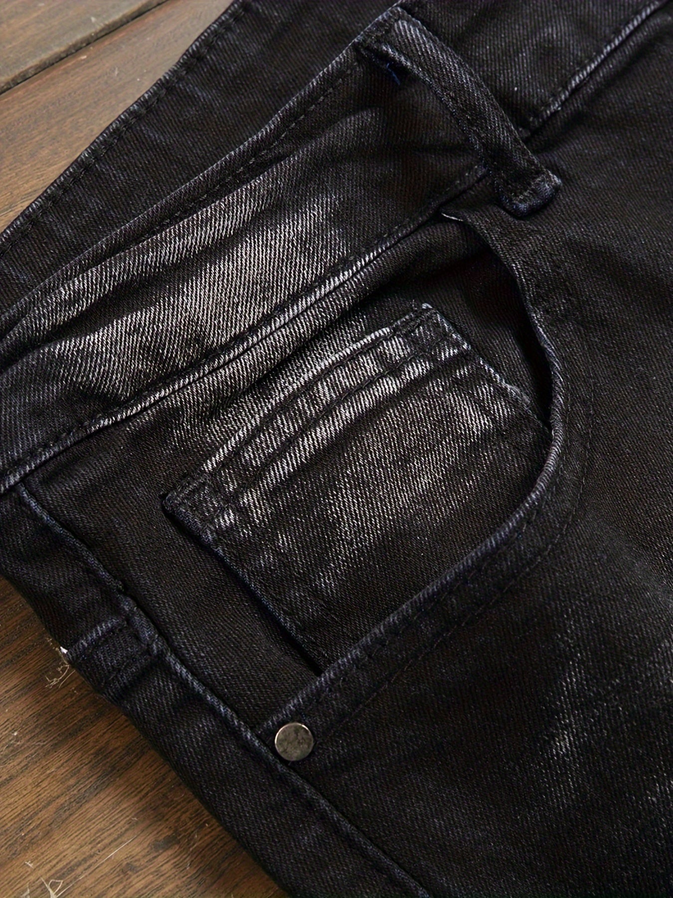 Men'S Slim-Fit Blue Ripped Jeans in Black Fashion Style, Model B204