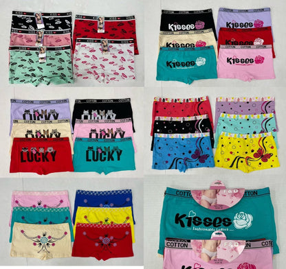 12-Pack Women's Cotton Boyshort Panties - Soft Breathable Assorted Colors