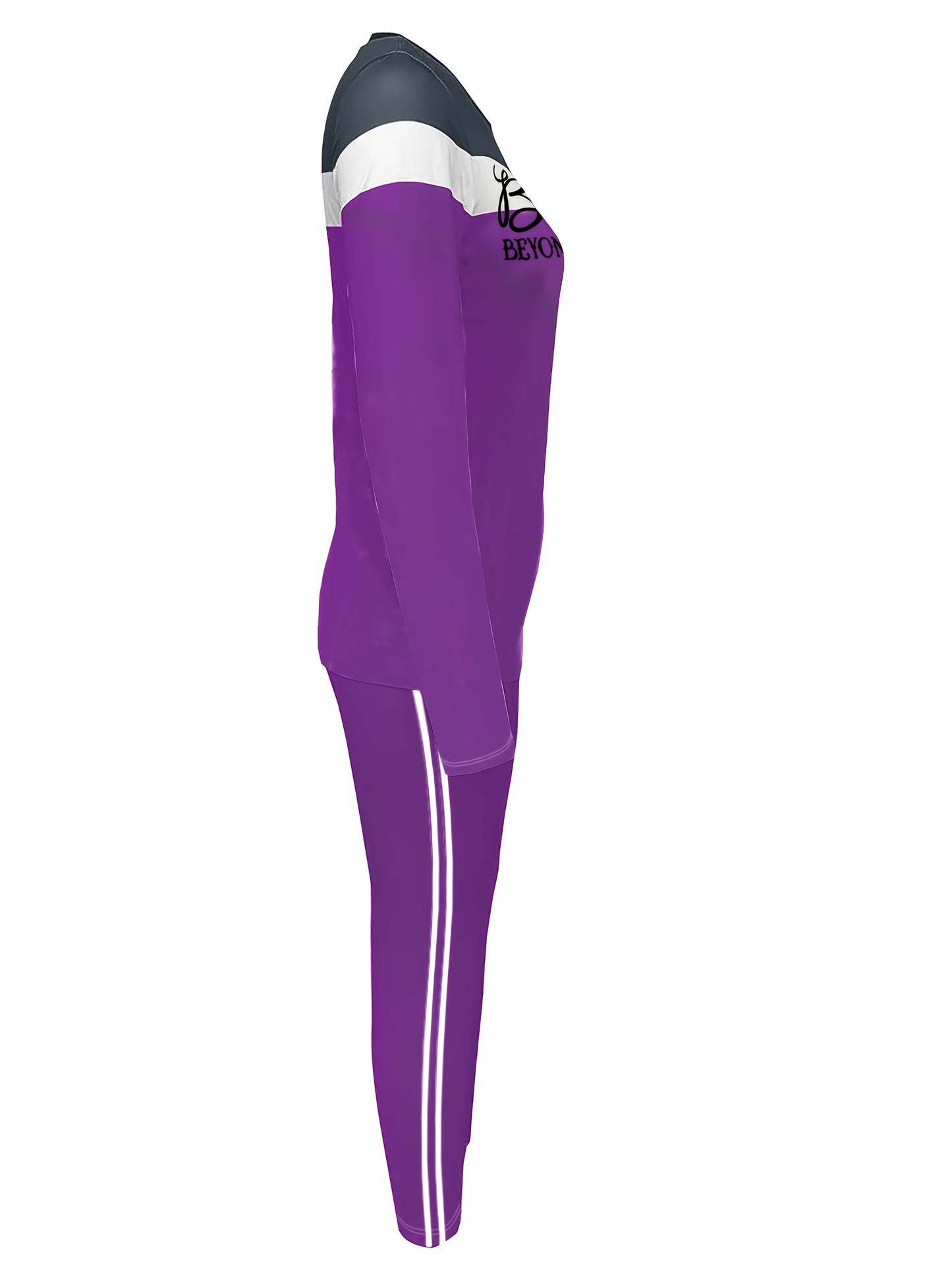 Plus Size - Plus Size - Women'S Relaxed Two-Piece Outfit, Featuring Striped Blessing Design, Includes Pockets on The Trousers