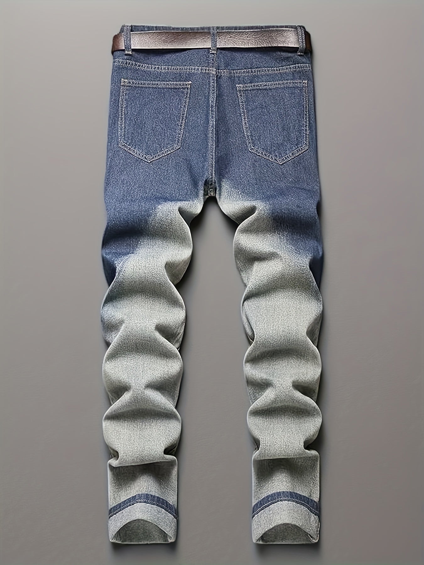 Men'S Blue Non-Stretch Jeans with a Casual Straight Leg And Distressed Holes