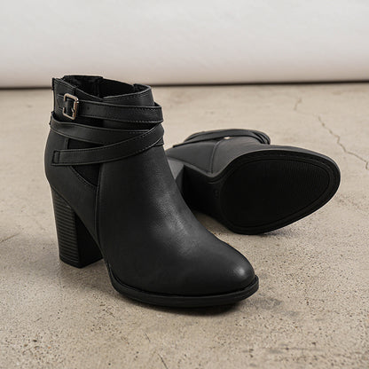 Women's Chunky High Heel Ankle Boots with Upper & TPR Sole - Pointed Toe Zipper Closure Booties Suitable for Spring, Summer, Fall, Winter | - Round-the-Clock Wear, Cushioned Insole, North Style Fashion Boots, Women Shoes