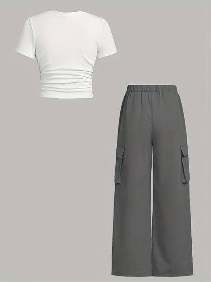 Women's Olive Polyester Short-Sleeve Pants - product view 9
