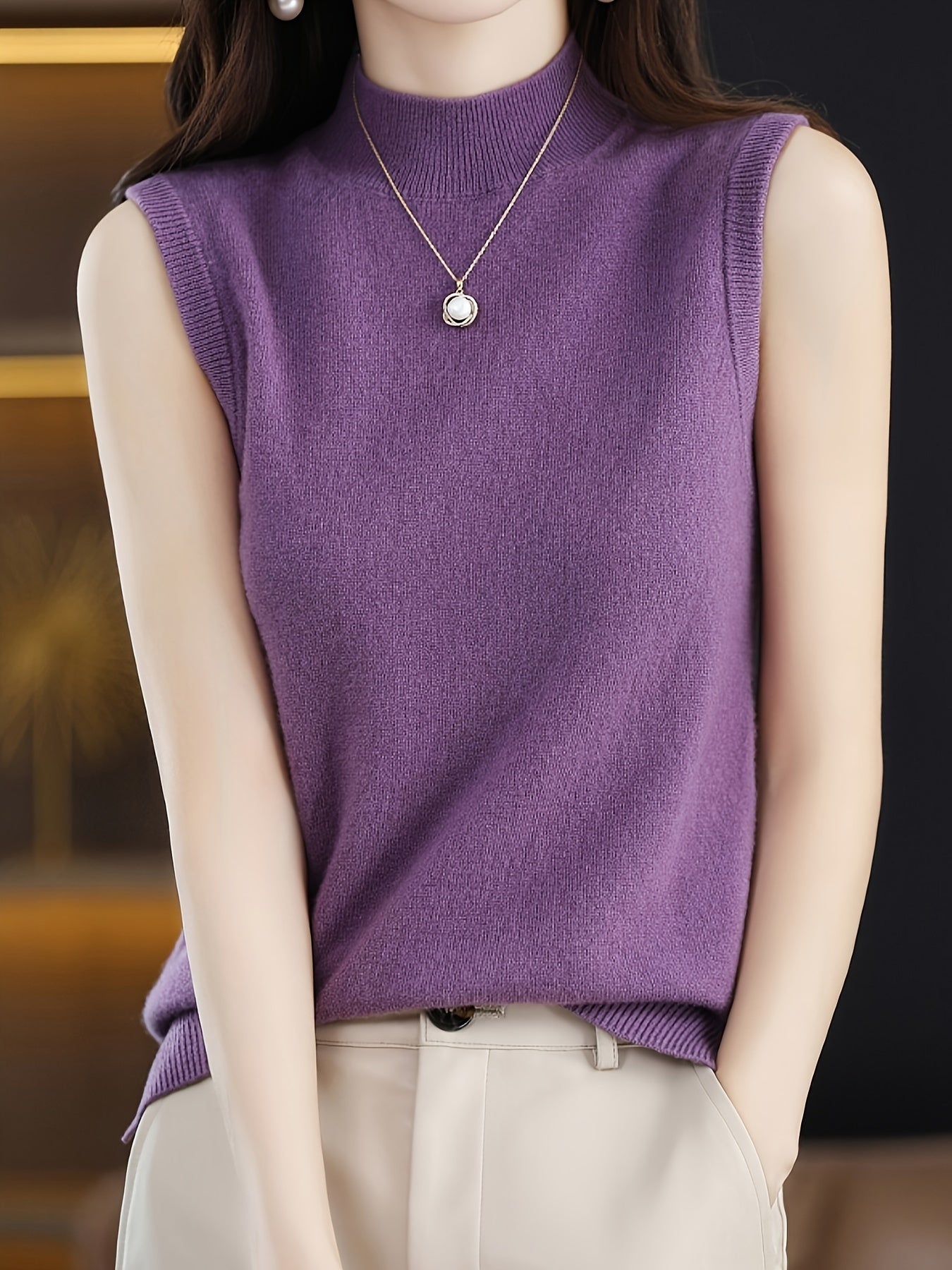 New Women's Vest Women Spring Summer Slim Ladies Short Solid Color All Matching Half High Neck with Sleeveless Top Festive Atmosphere Clothing