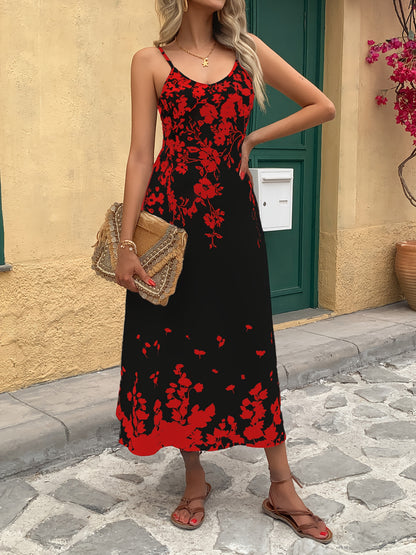 Ladies' Tropical Digital Printed Flower Sexy Elegant Vacation Leisure Business Commuting Festival Gift Birthday Party Cocktail Party Wedding Holiday Strap Spring/Summer Long Dress