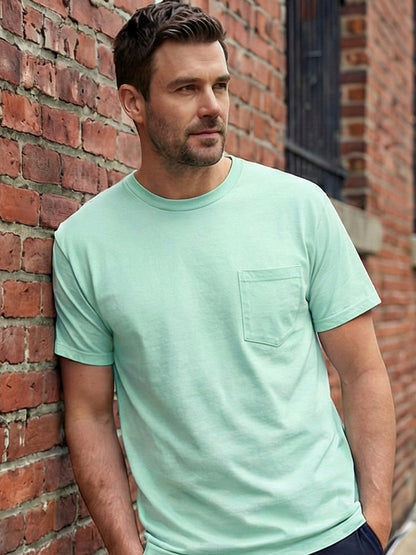 5pcs Men Unisex 100 Cotton Pocket T Shirts Short Sleeve Crew Neck Loose Fit Solid - product view 27