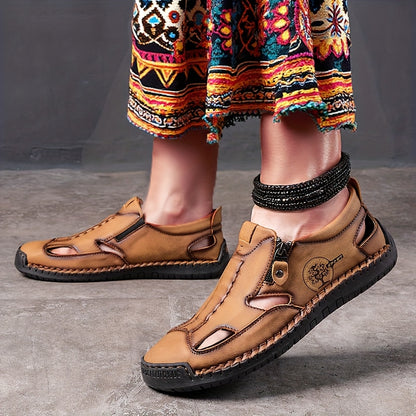 Women's Handcrafted Casual Sandals, Zipper Style Overhead Sandals, Women Shoes