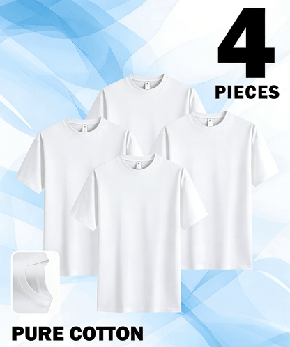 4 Pieces of Unisex Round Neck Cotton T-shirt Basic, Soft, Comfortable And Breathable, Essential for Sports Exercise And Fitness, Daily Casual Trend Wear, Suitable for Summer And Autumn, Local Warehouse Delivery