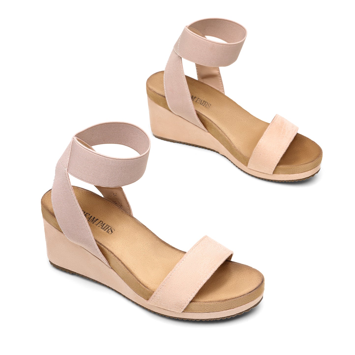Womens Open Toe Elastic Ankle Strap Platform Wedge Sandal, Comfortable Versatile for everyday wear, meeting friends, running errands, and other occasions with wrap dresses, jeans, skirts, shorts, jumpsuits