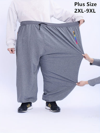 Men'S Plus Size Casual Sports Trousers 2XL-9XL - Loose Fit, High Stretch, Zipper Closure, All-Season Comfort, Weekend Casual Attire, Casual Sports Apparel | Relaxed Fit Trousers | Comfortable Design