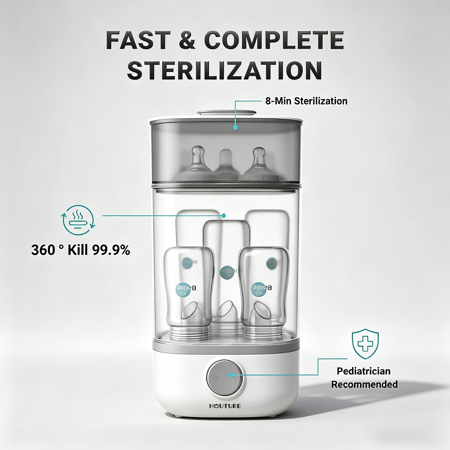 Bottle Sterilizer, Esterilizador De Biberones, Steam Sterilizer 99.9% Sterility, One-Button Operation BPA-Free. Sterilizer For Baby Stuffs, Newborn Baby Essentials Must Haves