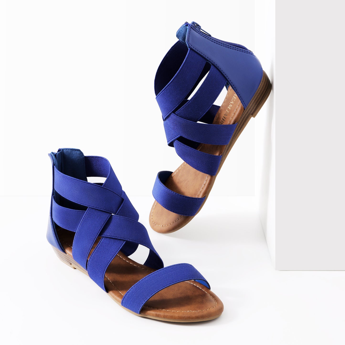 Womens Sandals, Simple Design, Women's Elastic Ankle Strap Low Wedges Sandals, Easy Slip-On, Suitable for Summer Vacation, Dating, Parties, Walking, Comfotrable