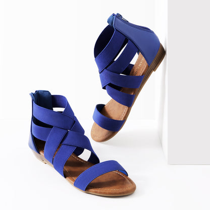 Womens Sandals, Simple Design, Women's Elastic Ankle Strap Low Wedges Sandals, Easy Slip-On, Suitable for Summer Vacation, Dating, Parties, Walking, Comfotrable