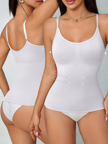 2pcs Women'S Waist Cinching Tank Top, Tight Fitting Waist Cinching Body Shaping Sleeveless Top With Adjustable Shoulder Straps, Body Shaping Tank Top