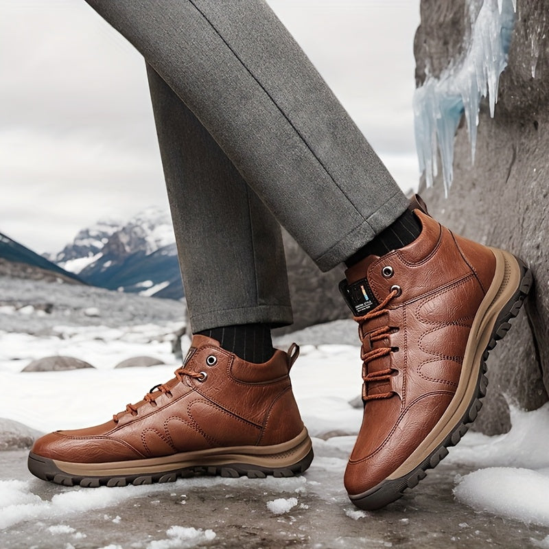 Men'S Large-Size Thickened Warm Shoes, Snow Boots, Thick Warm Hiking Boots, And Anti-Slip Shoes Suitable for Outdoor Sports And Leisure