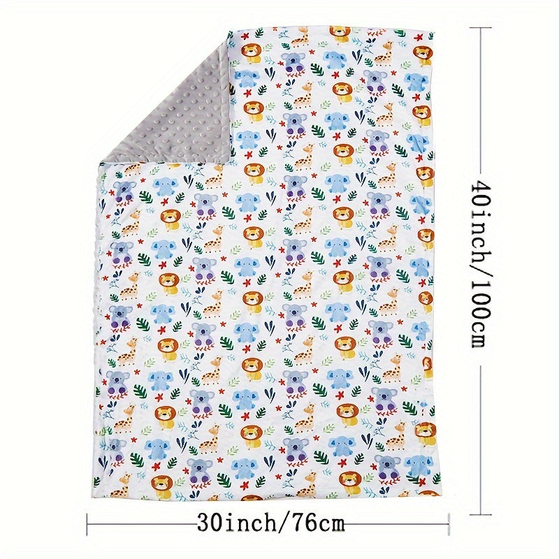 Double Layers Soft Plush Minky Blanket with Dotted Backing, Blanket for Shower Gift (Animals 30 40 Inches)