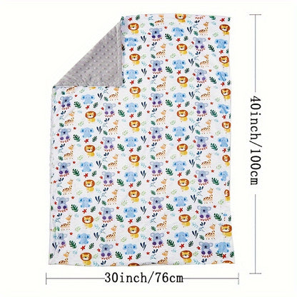 Double Layers Soft Plush Minky Blanket with Dotted Backing, Blanket for Shower Gift (Animals 30 40 Inches)