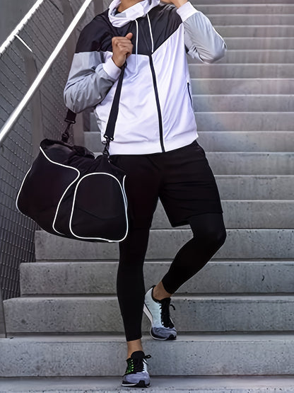Set of 2 Men'S 2-In-1 Running And Workout Pants Designed for Gym Use, Featuring a Towel Loop