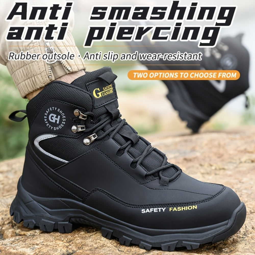 Men's Lace-Up Work-Style Shoes - Reinforced Toe and Rubber Sole