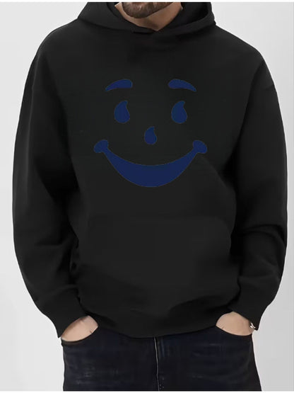 men's Hoodie Sweater in Solid Color with Print Loose Fit for Spring, Autumn and Winter, Christmas Halloween Valentine'S Thanksgiving Festive Streetwear, Soft Comfortable Versatile Casual Attire, Easy Care Machine Washable