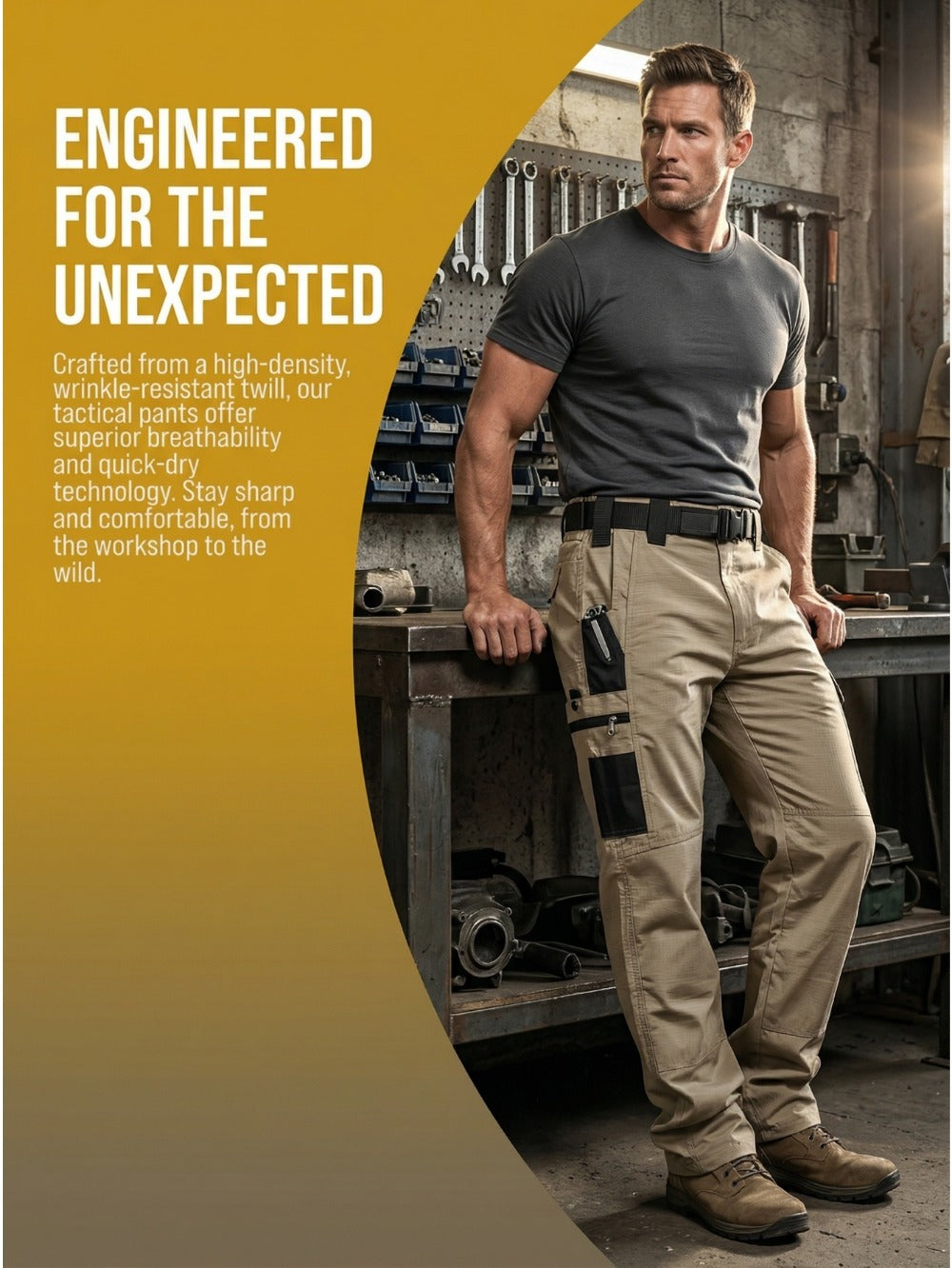Men's Cargo Pants - Multi Pocket Workwear Style 874469