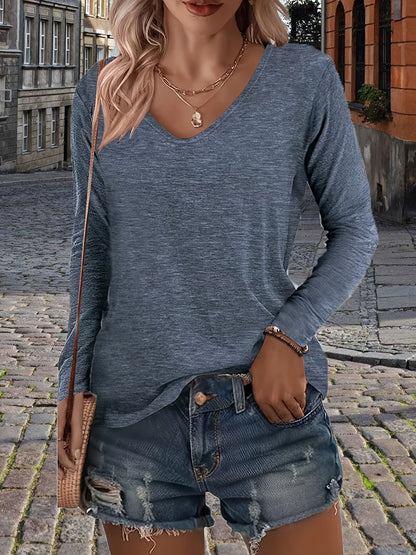 3pcs Women's Spring and Autumn T-shirt Set, Long-sleeved, No Pockets on the Chest, Casual and Comfortable Top.