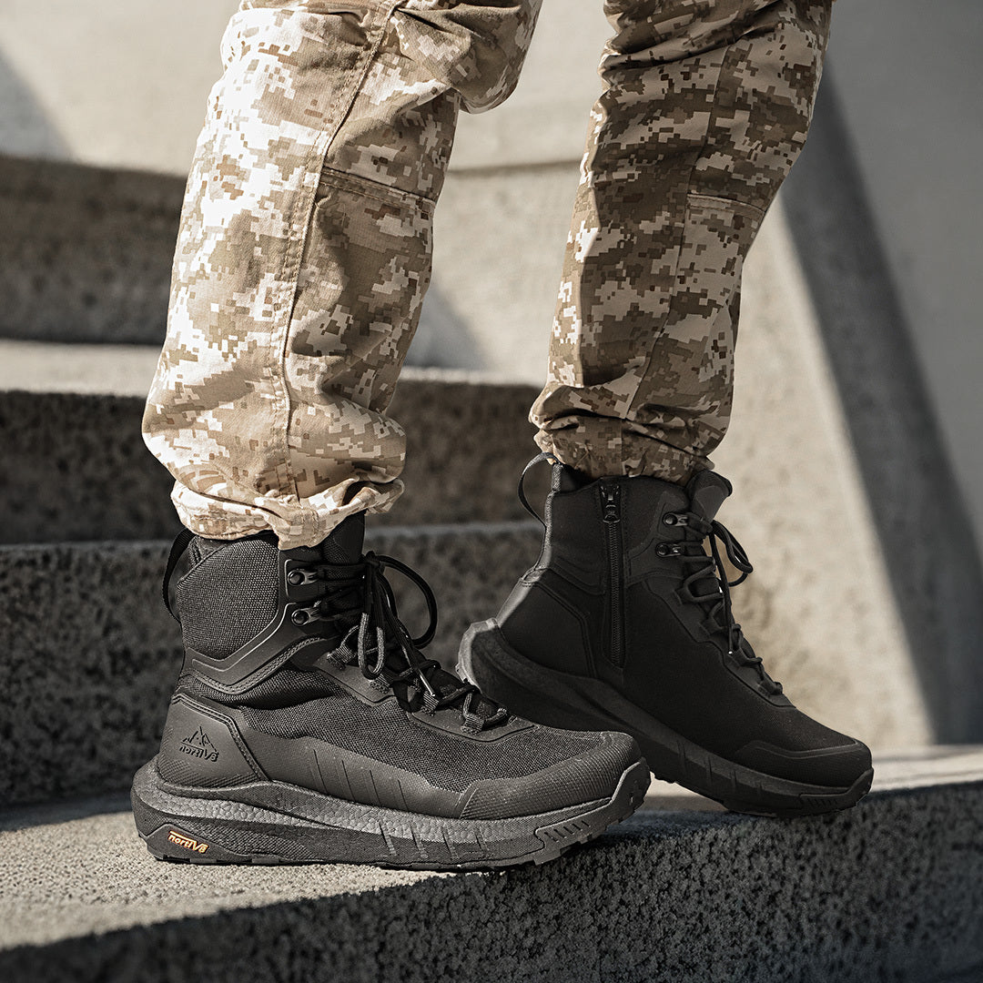 NORTIV 8 Men's Tactical Hiking Boot Lightweight Boots for Work All Day Side Zipper Motorcycle Combat Boot Arch Support 8 Inches