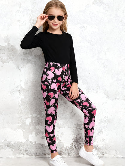 Random 6pcs Set Of Tights for Girls, Super Stretchy And Soft, Suitable for Spring And Autumn, Casual And Fashionable Rolled Waist Tights, Solid Color And Printed 9/10-length Pants Combination Set.