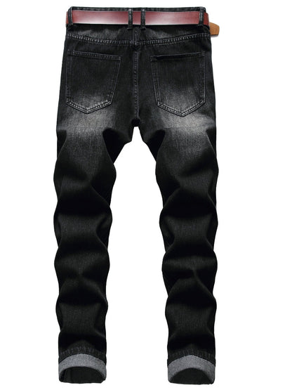 Men's Slim Fit Jeans - Classic Wash Distressed Streetwear 049509