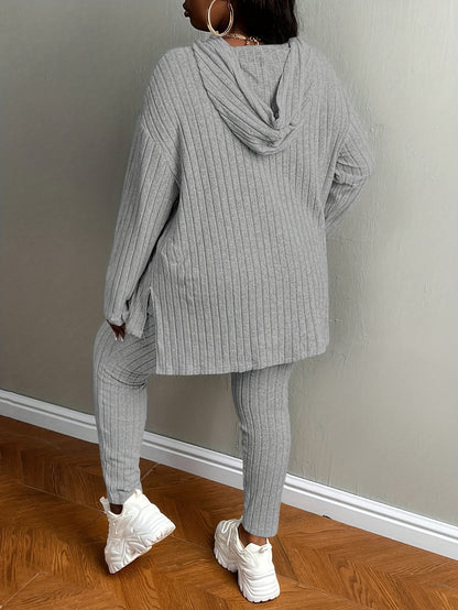 Plus Size, Women's Plus Size 2pcs Outfits Sweatsuits Sets Long Sleeve Hoodies Lounge Sets