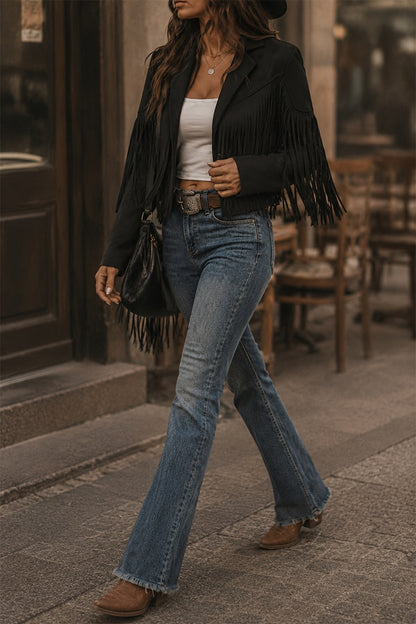 Faux Jacket Women Tassel Motorcycle Fringe Cropped Coats 2026 Spring Western Outfit Trendy Fall Long Sleeve Cowgirl Outfits Cardigan Jackets