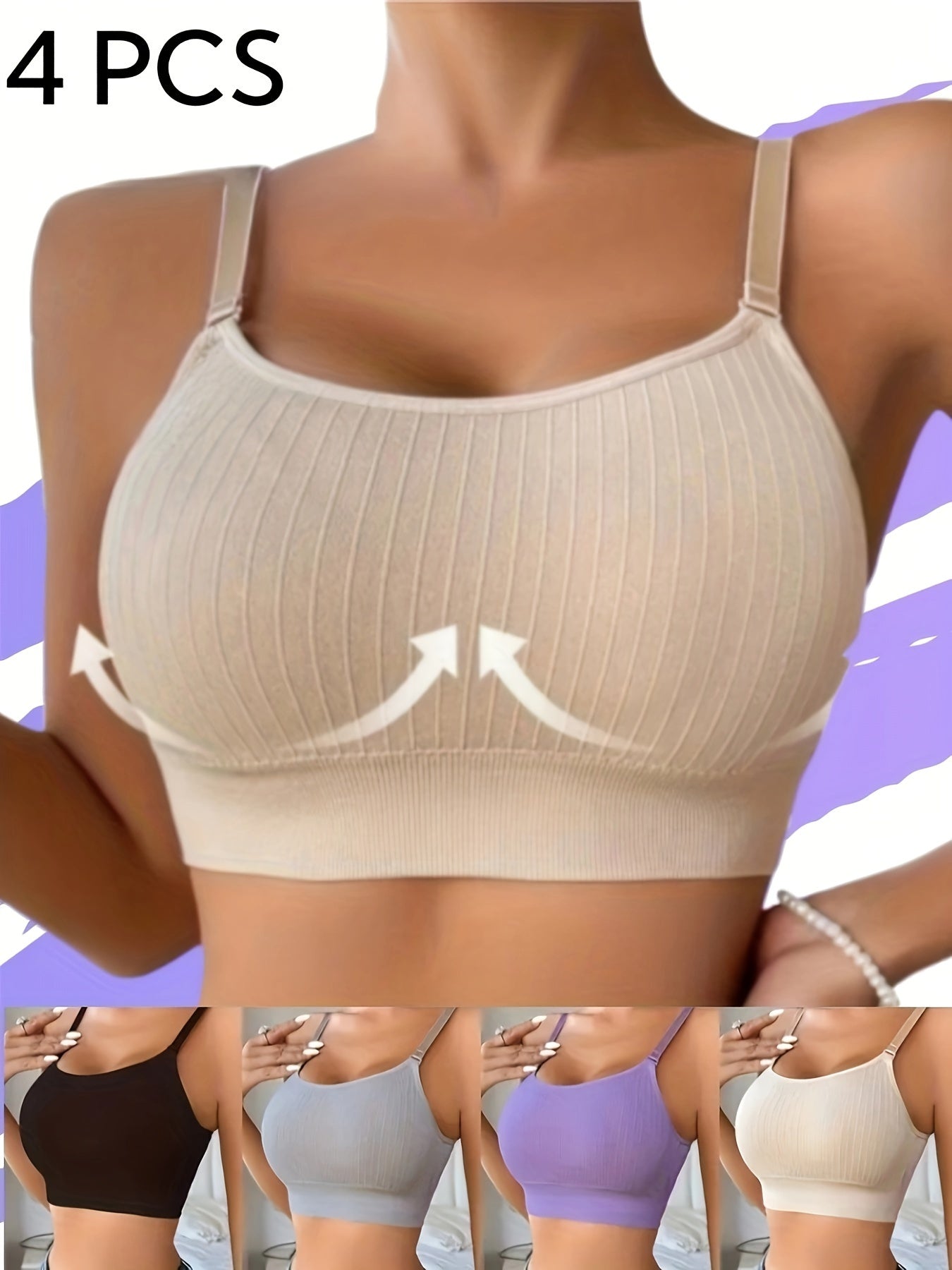4pcs Seamless Sports Bras, Sports Bras for Running And Fitness