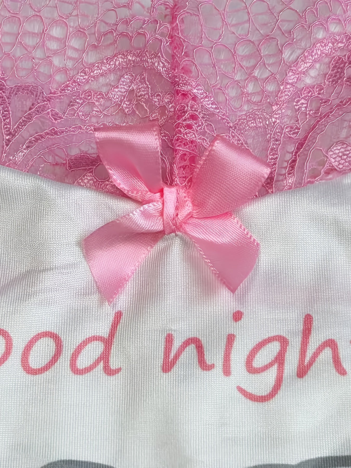 Contrast Color Lace Splicing V-Neck Bow Splicing Soft And Comfortable Skin-Friendly Casual Home Pajamas Set